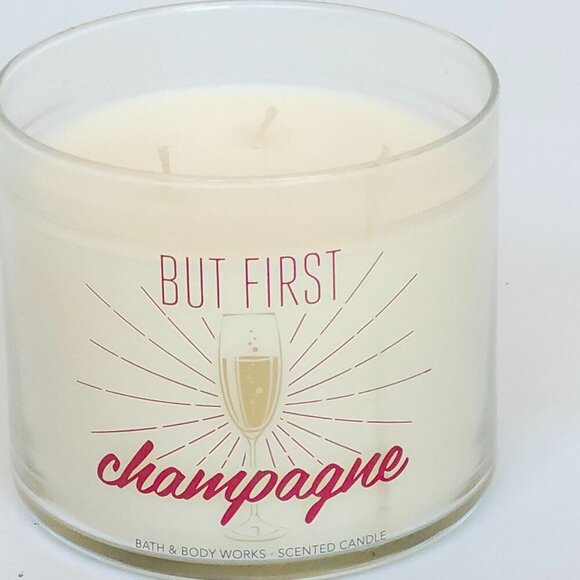 BATH AND BODY WORKS BUT FIRST CHAMPAGNE! Three Wick Candle Champagne Toast - Picture 2 of 8